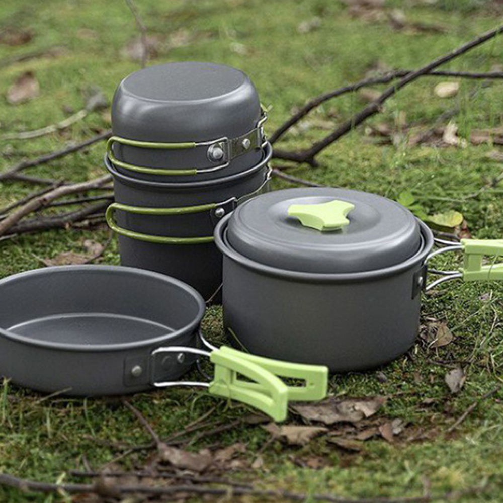 Camping Travel Equipment Tableware Cookware Kit Pots Burner,Gas Stove Accessories Kitchen Utensils Sets Picnic BBQ Supplies