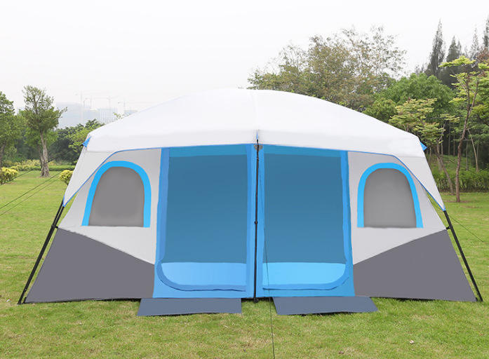 Large 2-Room Camping Tent for 8-12 People Weatherproof Double Layer Design with Sun Protection & Living Space
