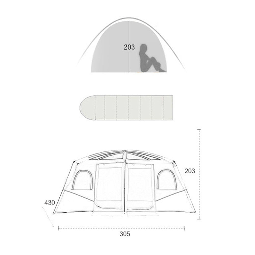 Large 2-Room Camping Tent for 8-12 People Weatherproof Double Layer Design with Sun Protection & Living Space