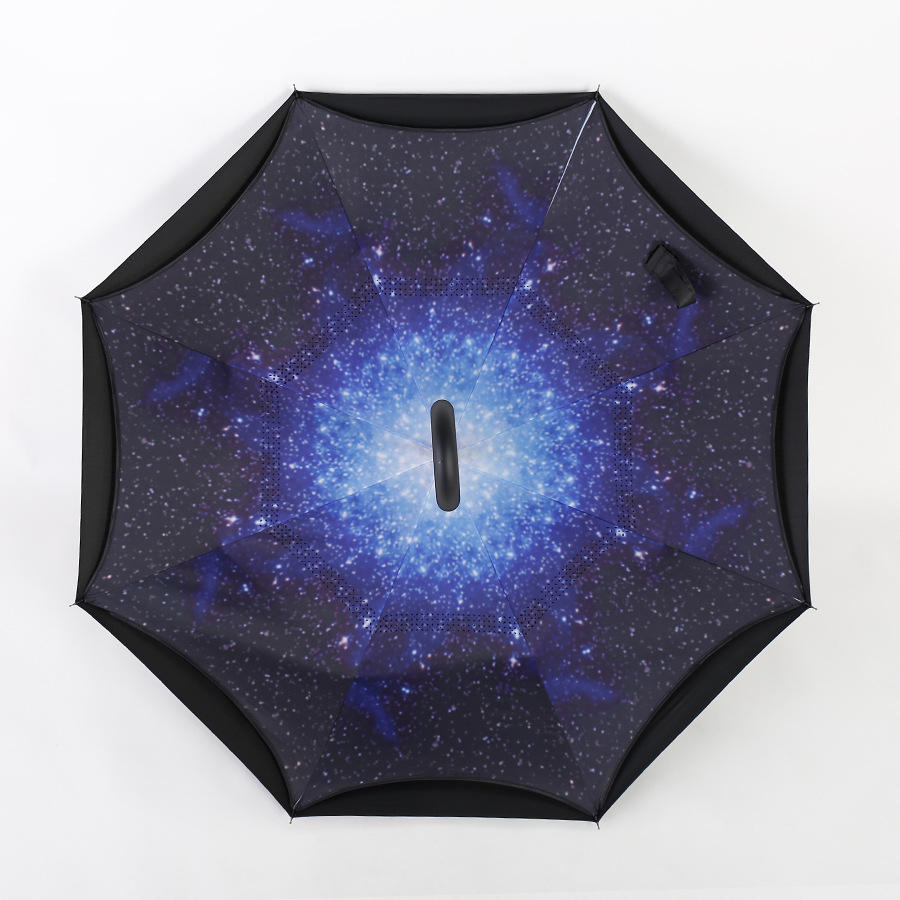 Cheap Wholesale Business Custom Double-Layer Eversion C-Shaped Handle Printing Inverted Buckle Reverse Umbrellas With Logo