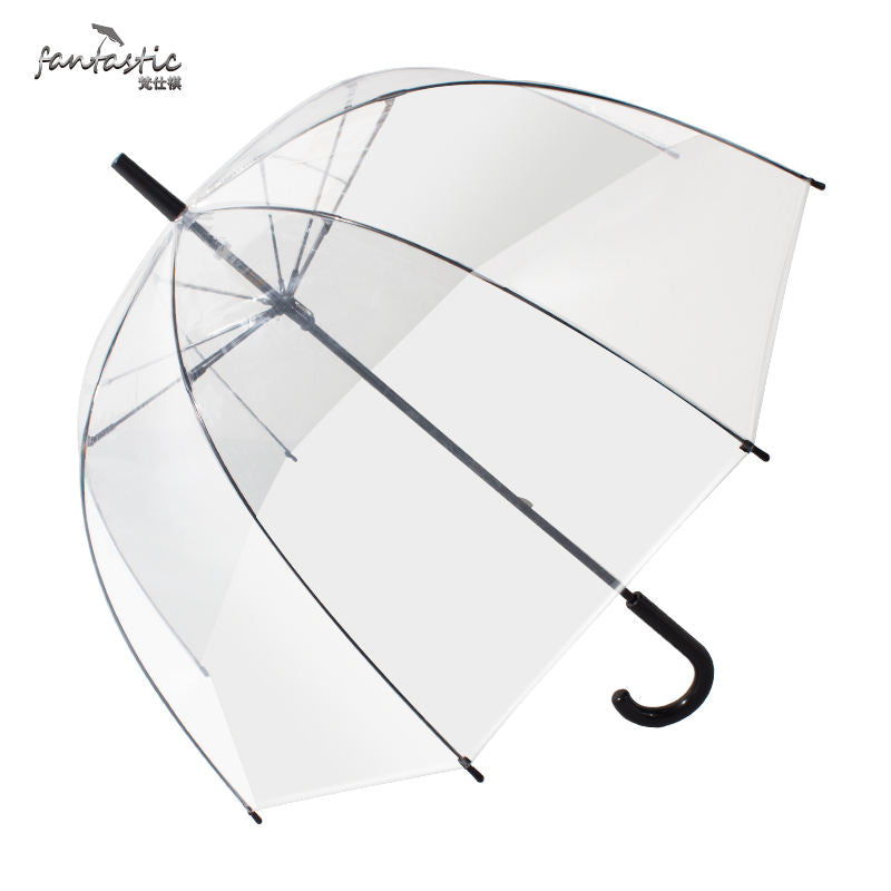 New Style Custom logo Printed Transparent Dome Umbrella Windproof Straight Umbrellas