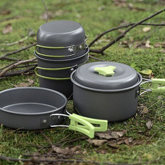 Camping Travel Equipment Tableware Cookware Kit Pots Burner,Gas Stove Accessories Kitchen Utensils Sets Picnic BBQ Supplies