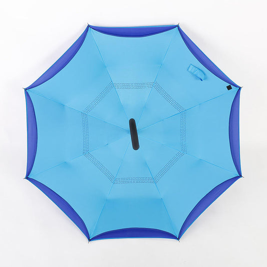 Cheap Wholesale Business Custom Double-Layer Eversion C-Shaped Handle Printing Inverted Buckle Reverse Umbrellas With Logo