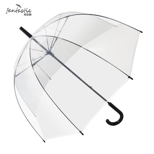 New Style Custom logo Printed Transparent Dome Umbrella Windproof Straight Umbrellas
